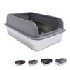 Stainless Steel Litter Box Anti Splashing Odorless Easy To Clean High Sides Semi Enclosed Cat Litter