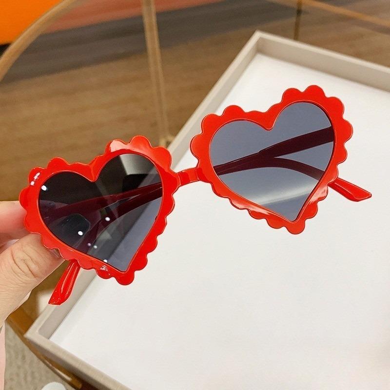 2pcs Ins Korean Children's Concave Shape All-match Love Sunglasses For Boys And Girls Anti-uv Glasses Internet Sunglasses