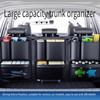 Premium PU Leather Car Seat Back Storage Bag Car Interior Goods Organizer SUV Trunk Storage Bag with Mesh Pouch