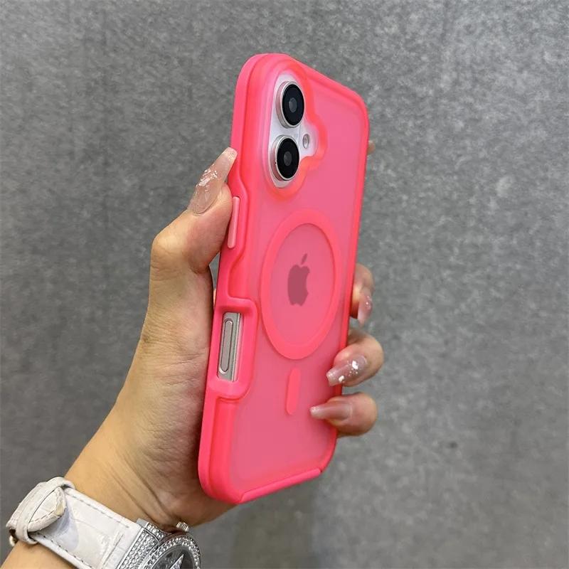 For  Matte Armor Translucent Case for For Iphone 16 1 14 13 17 Pro Max 17 Air Plus 11 12 Double Color Magnetic Hard Cover