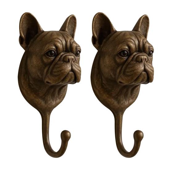 

Настенный крючок Французский бульдог Декоративная вешалка для ключей в форме собаки Винтажная фигурка бульдога Настенный крючок для ремней Шляп Сумок Полотенца Дом Офис Прихожая 2pcs