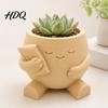 Succulent Planter Pot 3D Printed Cute Character Planter Sleepy Face Flower with Modern Minimalist Plant Basin Pillow Mini Desktop Container