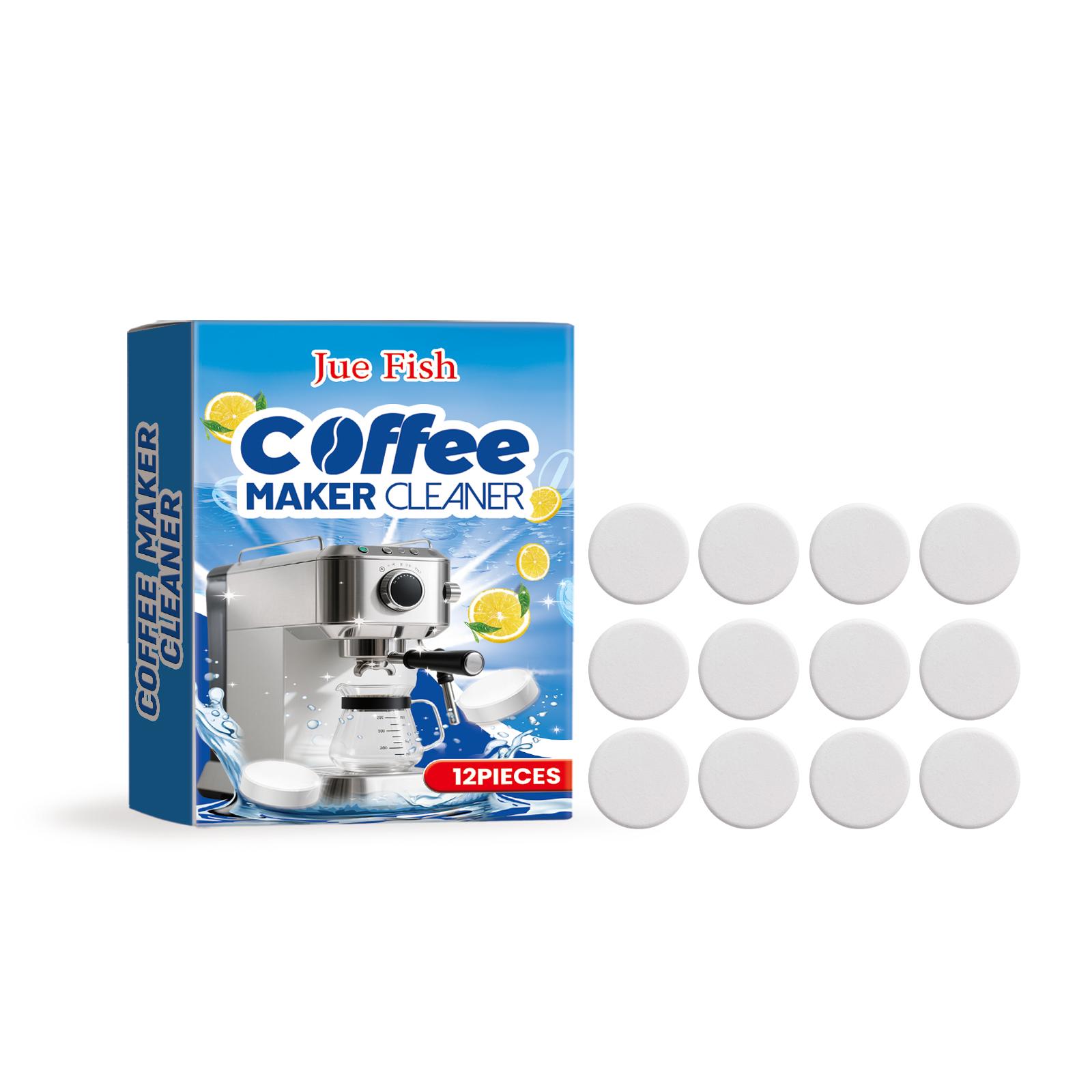 

Jue Fish Coffee Machine Cleaning Tablets Universal Descaling Tablets for Home Espresso Maker Stain Oil Residue Remover 12pieces