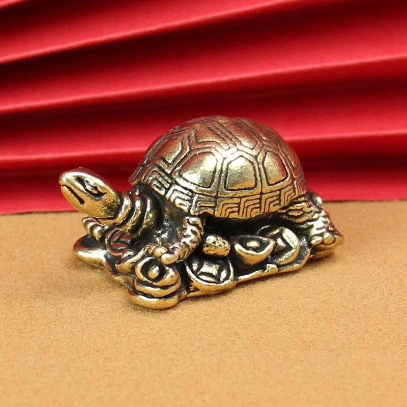 

Медная черепаха, символ долголетия, слиток, латунная поделка, офисное украшение, латунная китайская настольная черепаха для гостиной