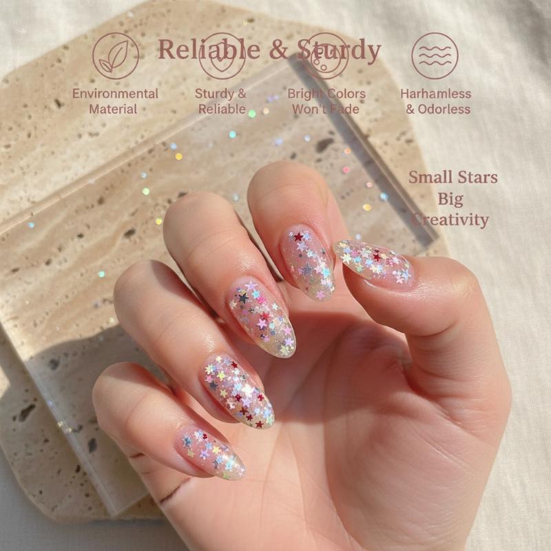 Mixed-Color Star Sequin Glitter Nail Sparkling Mixed Color Mini Star Five-Pointed Star Sequins Diy Decorative Sequins