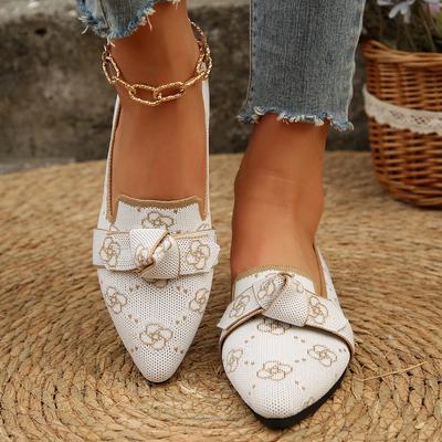 Women Flats Loafers Bowknot Pointed Toe Mesh Casual Shoes Comfort Walkers Ladies Light Lace Up Soft Sole Flats Zapatos De Mujer