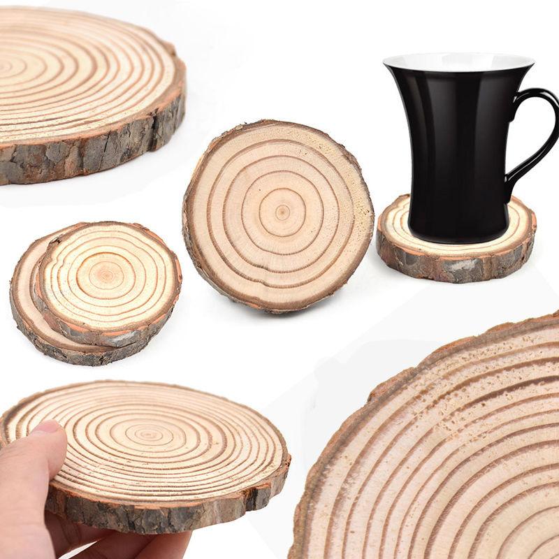 Natural Log Slice Piece Cup Mat Coaster Tea Coffee Mug Round Holder Creative Wood Hand Painted Photo Shooting Props, Multiple Size for Choice