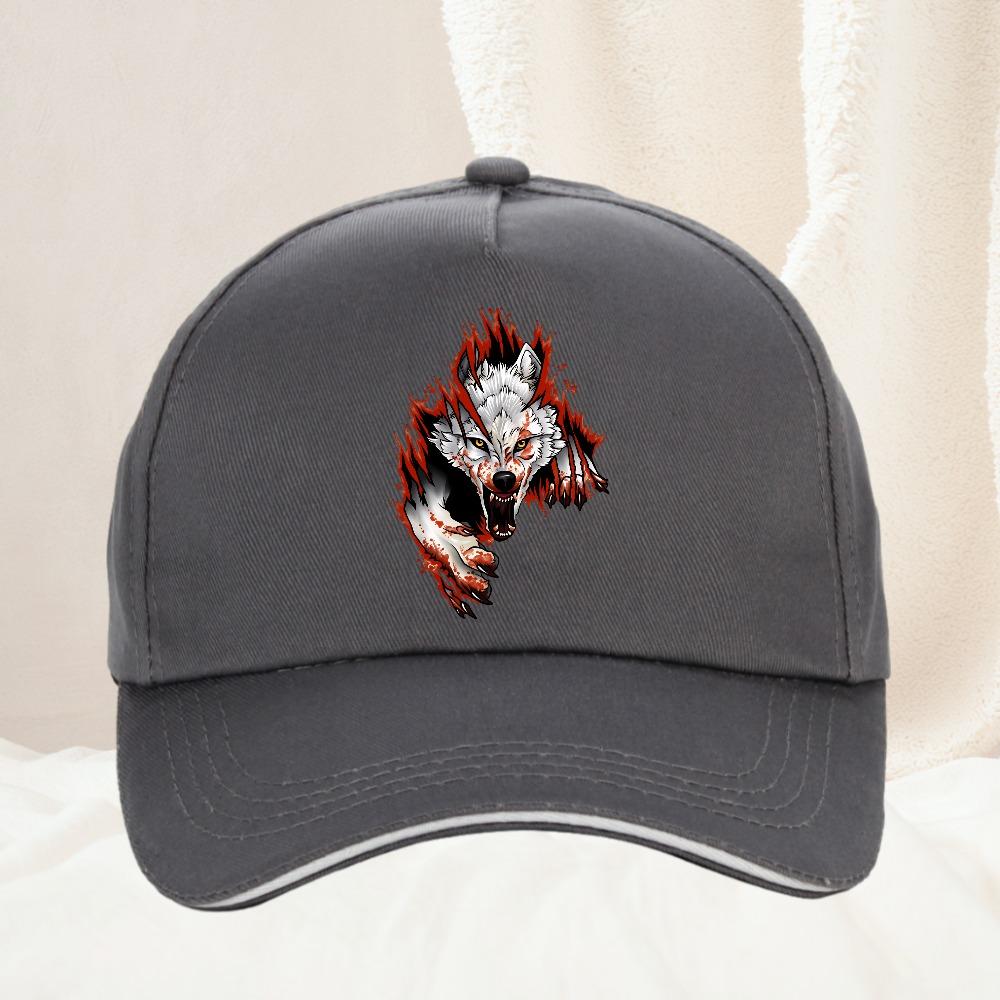 Angry Wolf Cartoon Baseball Cap Women Vintage Adjustable Dad Hat Funny Trucker Hat Summer Caps Gift for Me