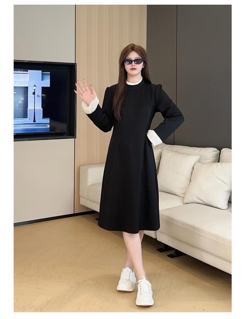 2025 Spring Slimming Plus Size Long Sleeve Knitted Dress for Women