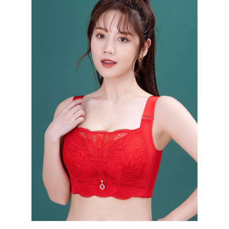Women Thin Lace Backless No Wire Push Up Bra For Large Bust
