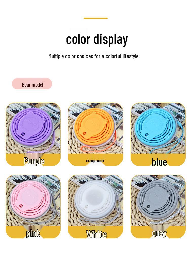 Bear Style Portable Foldable Silicone Water Cup - Mini Travel Cup