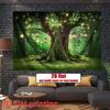 2D Verzauberter Waldbaum Kulisse Magische Laterne Glühwürmchen Hintergrund
