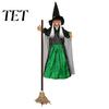 Haunted House Thrilling Surprises 180cm Halloween Props, Flying Witch Decoration with Scary Sounds & Lights, Outdoor Hanging Decor for Garden