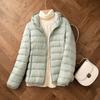 Weiße Entendaune leichte Daunenjacke Damen kurz neu leicht warm Mode Kapuze leichte Jacke