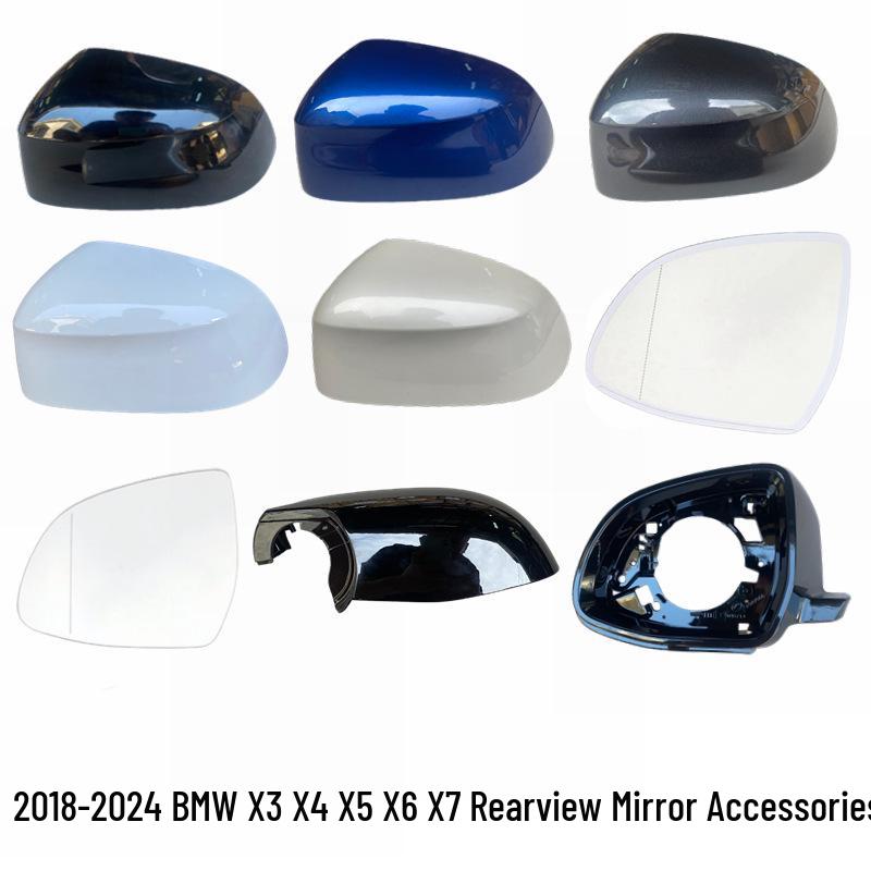 Compatible with 18-23 BMW X3 G08, X4, X5 G05, X6, X7: Rearview Mirror Lens, Cover, and Frame.