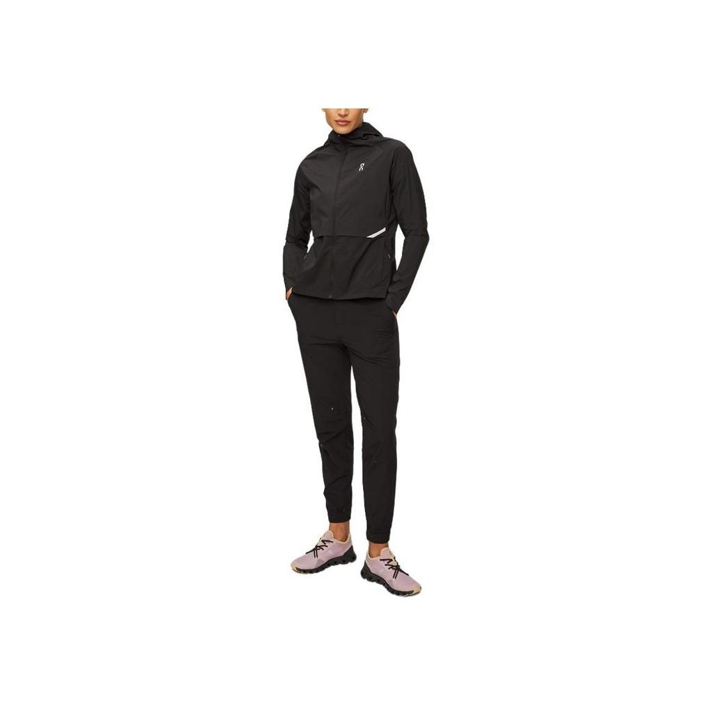 On Solid Color Logo Hooded Lg Sleeve Jacket Women jackets Black 1WE10410553