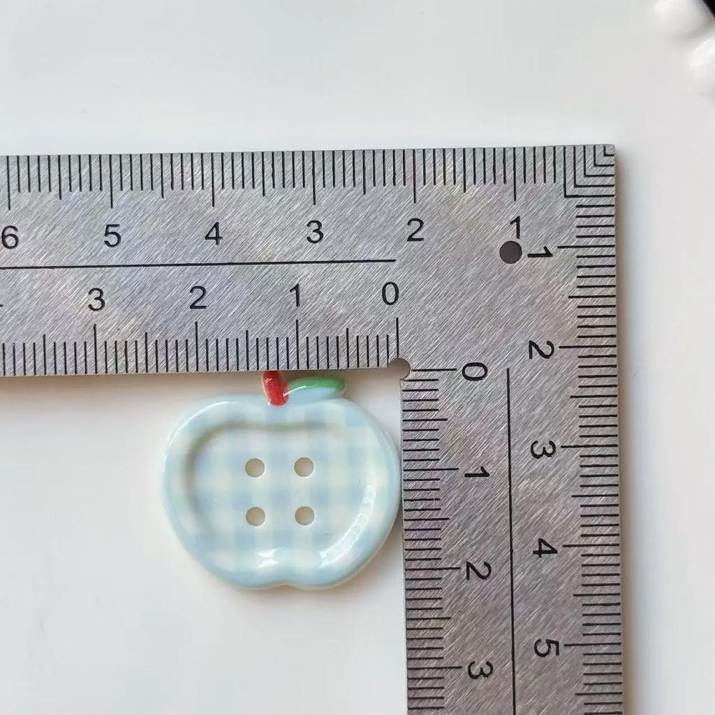 10Pcs INS Cute Little Fresh Plaid Apple Button Sweet Girl Skirt Sweater Coat DIY Deco Women's Kids Clothing Sewing Accessories