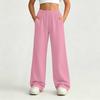 Pantalones de chándal anchos de pierna recta con cintura elástica de color para niñas mayores, para uso casual y deportivo