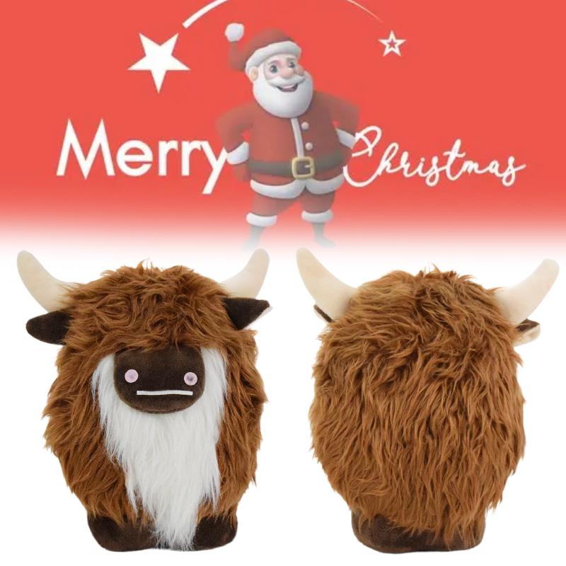 Cattle Highland Scottish Plush Toy Long Hair Bull Doll Xmas Gift Decoration