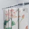 Elegant Lotus Flower Waterproof Shower Curtain Modern Design Green Leaves Pink Blossoms Nature Inspired Bathroom Decor Accent