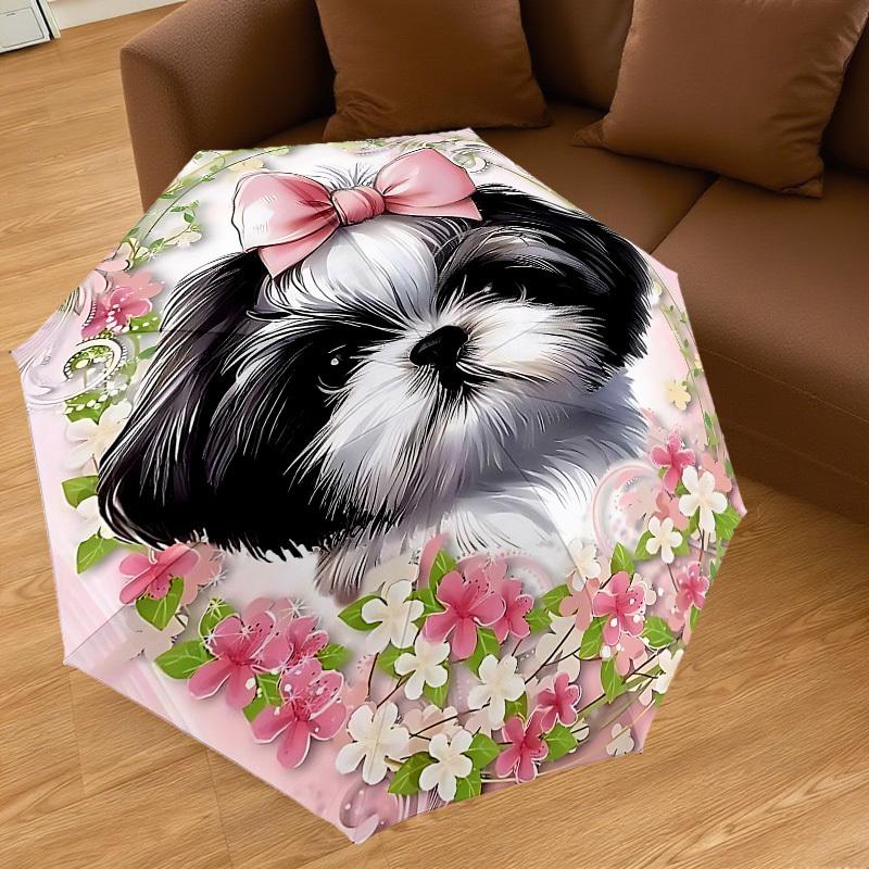 1PC Dog Flower Umbrella-8-Rib Reinforced, Automatic Open, Lightweight & Durable, Cute Fashion Accessory for Outdoor-T178