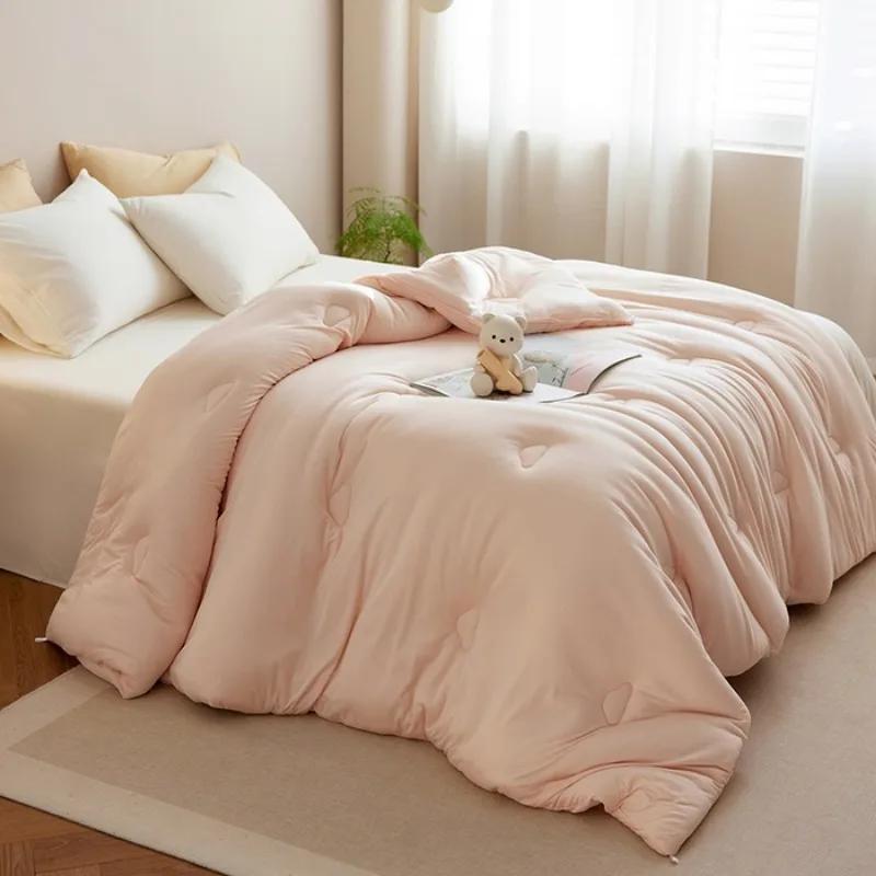 Solid color soybean fiber winter quilt thickened spring and autumn quilt core universal in all seasons thick quilt warm