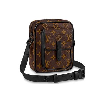 Louis Vuitton Christopher Monogram Płótno i Skóra Wykończona Torba na Ramię Duża Męska Torba na Ramię Brązowo-Czarna M69404