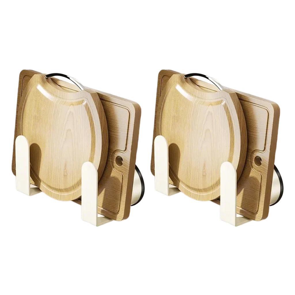2Pieces Wall Mounted Pot Lid Holders Set Without Drilling Required Convenient for Small Kitchens and Limited Space