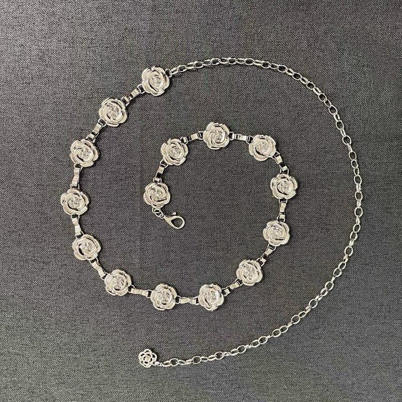 

Contemporary Gold Rose And Silver Waist Decoration For Women Elegant Dress Accessory Silver Rose
