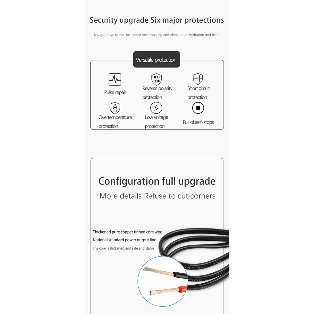 12V/24V Car Battery Charger Smart Automatic Charger 400W 3-Stage Charging for Lead-acid Dry Water AGM Battery Pulse Repair