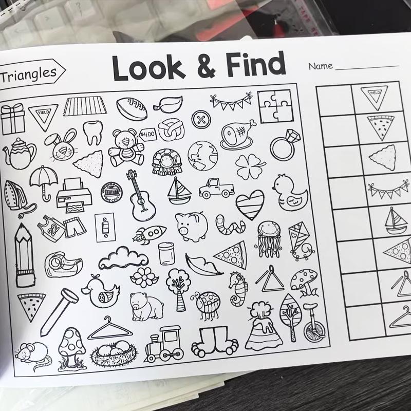 Look and Find Activity Book for Kids with Hidden Objects Focus Attention Practice Fun Coloring Book Home School Early Education