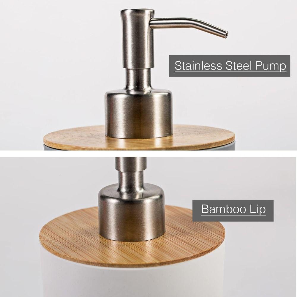 Refillable Bamboo Soap Dispenser Hand Press Type Bath Lotion Pump Jar  Kitchen