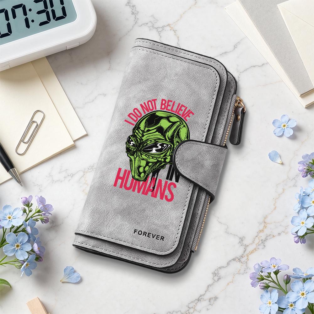 Alien Pattern Long Wallet Fashion Multi Card Holder Casual Purse