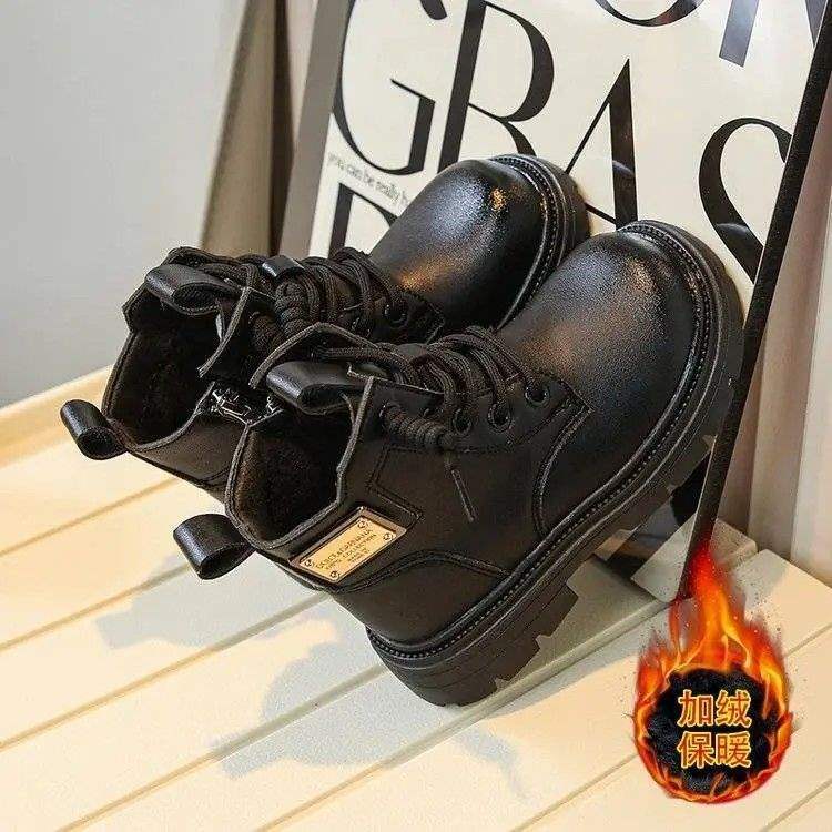 Boys Martin boots 2025 winter new children's velvet Wenzhou leather shoes children's warm cotton shoes