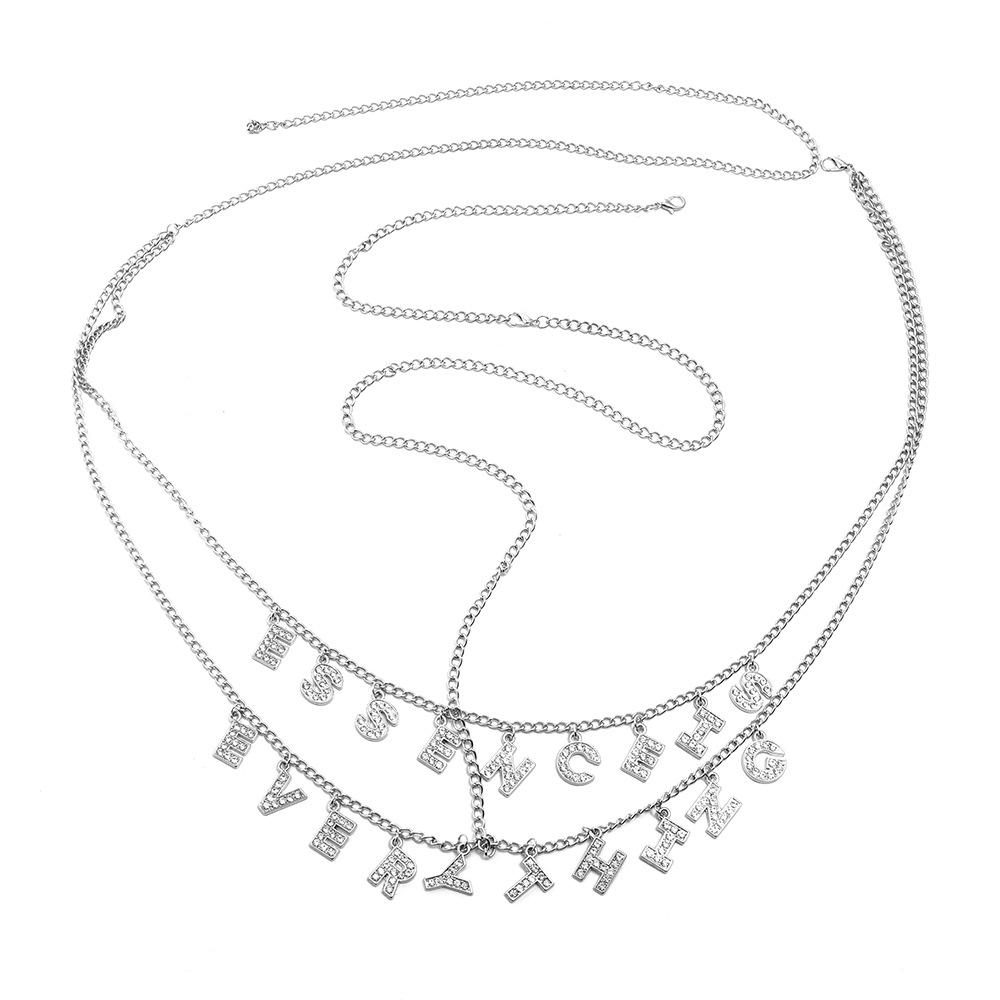 Модная цепочка на талию, многослойная хип-хоп рок-цепочка, многоэлементный алфавитный лоскутный пояс, панк-цепочка для тела