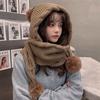 Winter Knitted Hat Ear Protection Fur Ball Warm Caps Women Hooded Scarf Hat