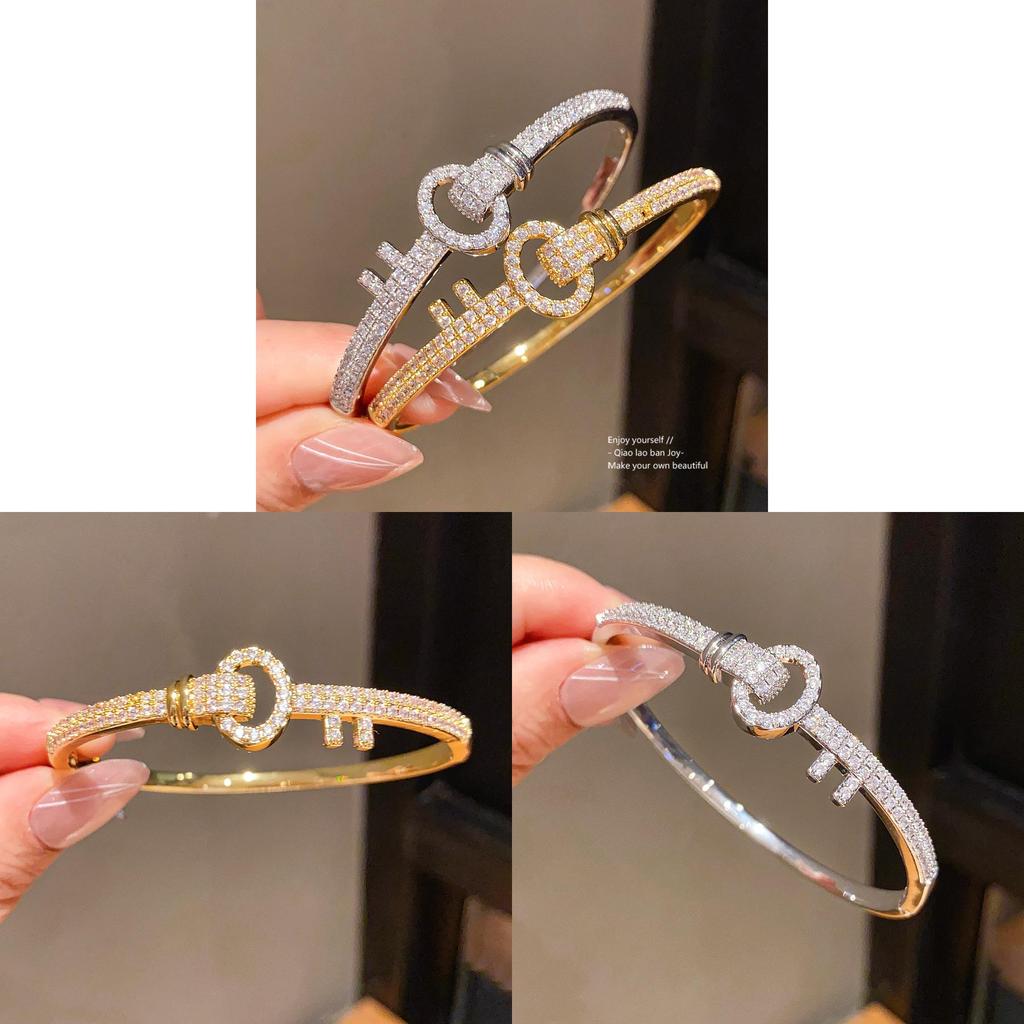 18k Gold Plated Zircon Keychain Bracelet For Women Fashion Jewelry Gift