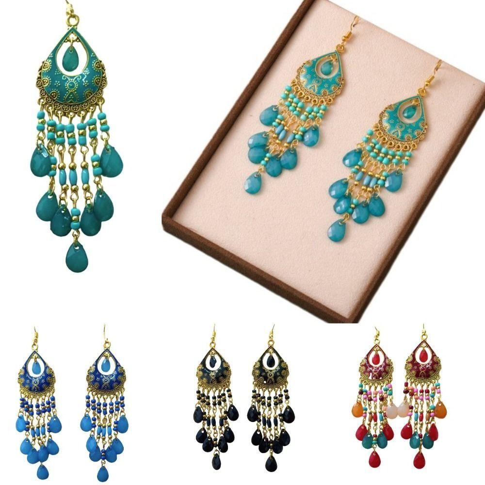 Bohemia Style Bohemian Tassel Earring Heart Shaped Hollow Earrings Ethnic Style Earring Gifts