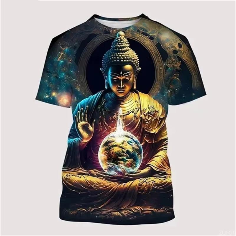Hindu god men's T-shirt, religious belief 3D printed Aslan Vishnu devotee cosplay T-shirt, hip-hop outdoor sports top