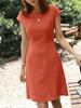 Women's Short Sleeve Casual Dress in Multiple Colors - Olive Green, Burgundy, Navy, Khaki