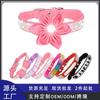 Pet Collar Rhinestone Dog Collar Lettering Nameplate Dog Neck Ring Anti-loss Removable Flower Cat Scarf