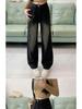 Women's Plus Size High Waist Fleece-Lined Wide Leg Jeans - Slimming Retro Style, Straight Floor-Length Pants for Winter 2024.