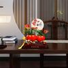 Aris & Juno 14.29'' Double Persimmon Ruyi Statue with Peace Buckle, Auspicious Feng Shui Decor for Entryway, Living Room, Study & Office,