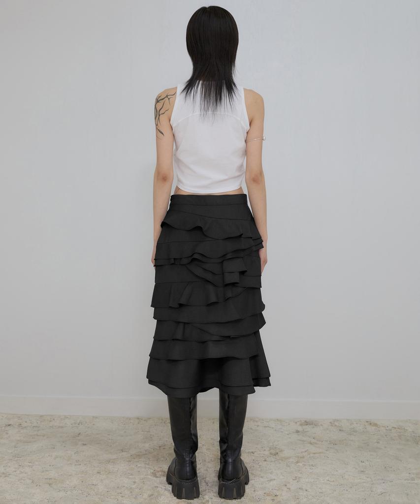 Peulleeoeob Faye Frill Midi Skirt (Fl-246_Black)