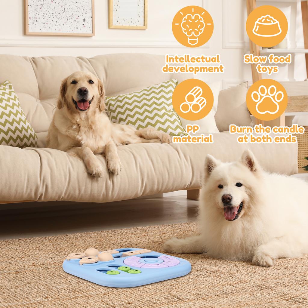 Interaktives Hundepuzzle-Spielzeug Kunststoff Leckerli-Spender Langsamer Futterspender mit rutschfester Basis Hund Gehirnjogging Spielzeug Haustierbedarf