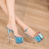Zapatos de cristal transparentes para mujer, tacones súper altos de verano, zapatos de boda con plataforma de aguja, serie 181, tacón de 17cm, plataforma de 7cm LFD
