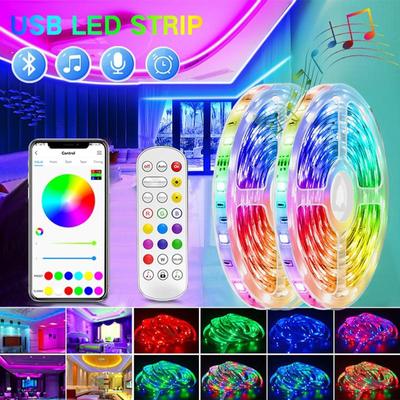 30LED/M DC 5V 2835 Led Usb Strips Light Smart Rgb RGBWW Led Ribbon 1-30M 5050 Led Line Lighting Lamp with Bluetooth Sound Διακόσμηση δωματίου για παιχνίδια