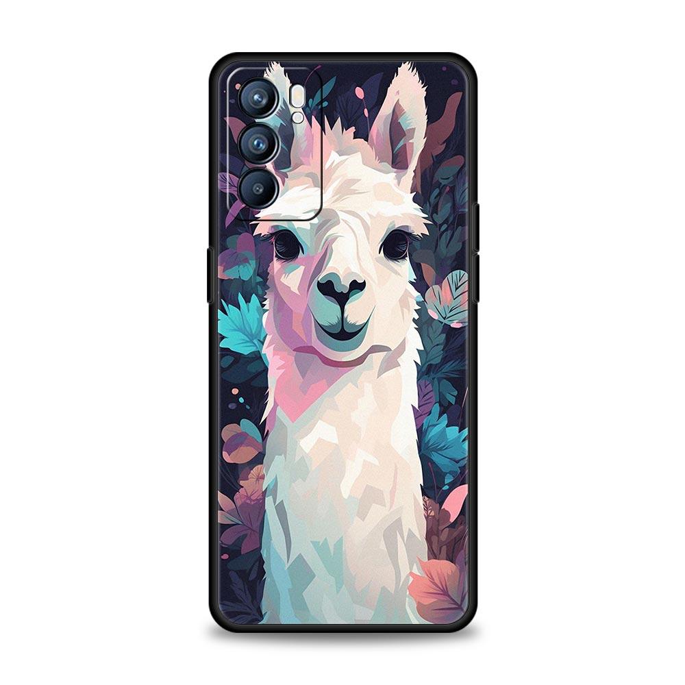 Kawaii Alpaca Lovely Phone Case For Oppo Reno8 Reno7 Reno6 Pro A54 5G Find X6 X5 A53 A52 A9 A15 A95 A17 A16 A76 A57 A31 Cover