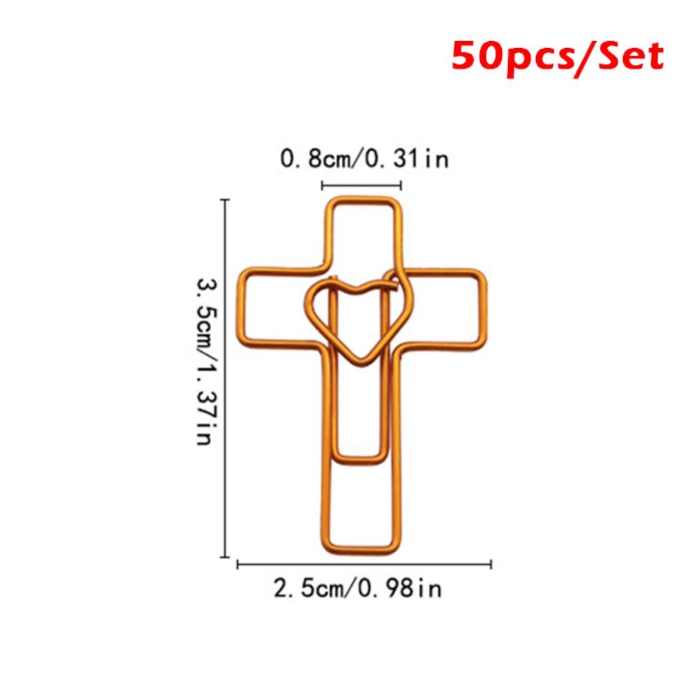 

50pcs High Quality Metal Paper Clip Cross Shape Paper Storage File Classification Clip Bookmarks Students розового золота