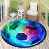 Soft Soccer Themed Round Rug, Non-Slip Washable Polyester Carpet for Living Room, Bedroom, Office Decor Mat, Cozy Gift